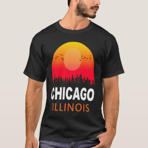 Chicago Illinois Vintage Sunset Retro City State U T-Shirt