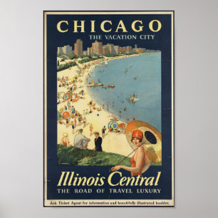 Chicago, Illinois Vintage Travel Poster