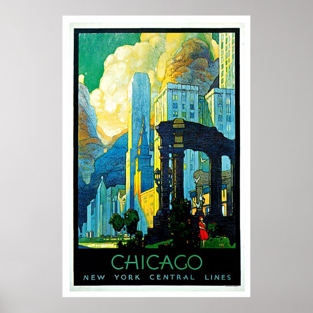 Chicago Illinois Vintage Travel Poster (Front)