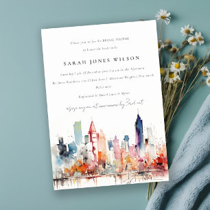 Chicago Illinois Watercolor Scape Bridal Shower Invitation