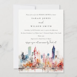 Chicago Illinois Watercolor Scape Wedding Shower Invitation