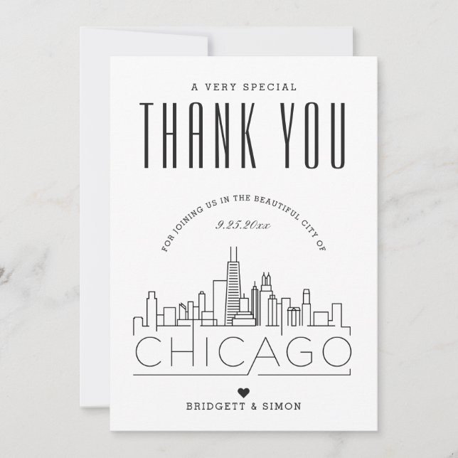 Chicago, Illinois Wedding | Thank You + Photo Card (Front)