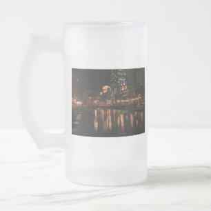 Chicago Illinois Windy City Night Building Destiny Frosted Glass Beer Mug