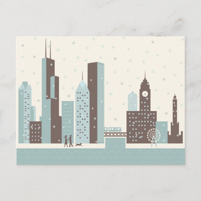 Chicago in Winter Postcard (Front)