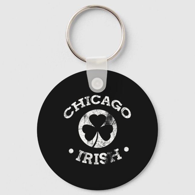 Chicago Irish Clover Pride Saint Patricks Day Iris Key Ring (Front)