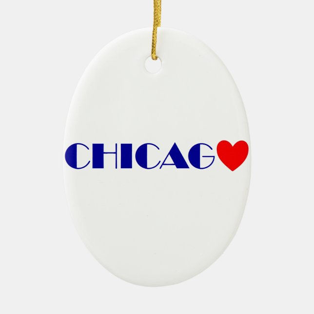 chicago j'aime ceramic tree decoration (Front)