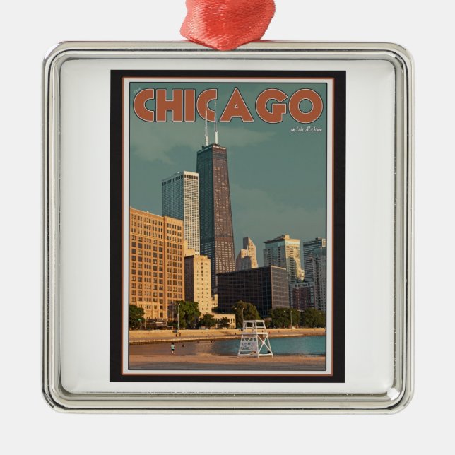 Chicago - John Hancock Centre Metal Tree Decoration (Front)