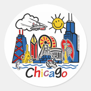 Chicago Kids Skyline Classic Round Sticker
