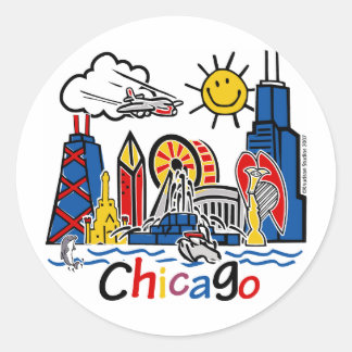 Chicago Kids Skyline Classic Round Sticker