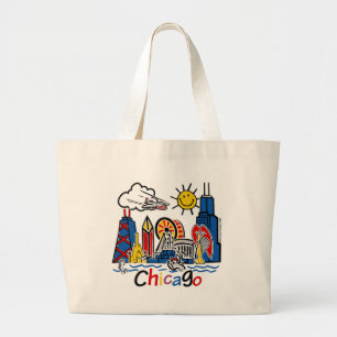 Chicago Kids Skyline Large Tote Bag
