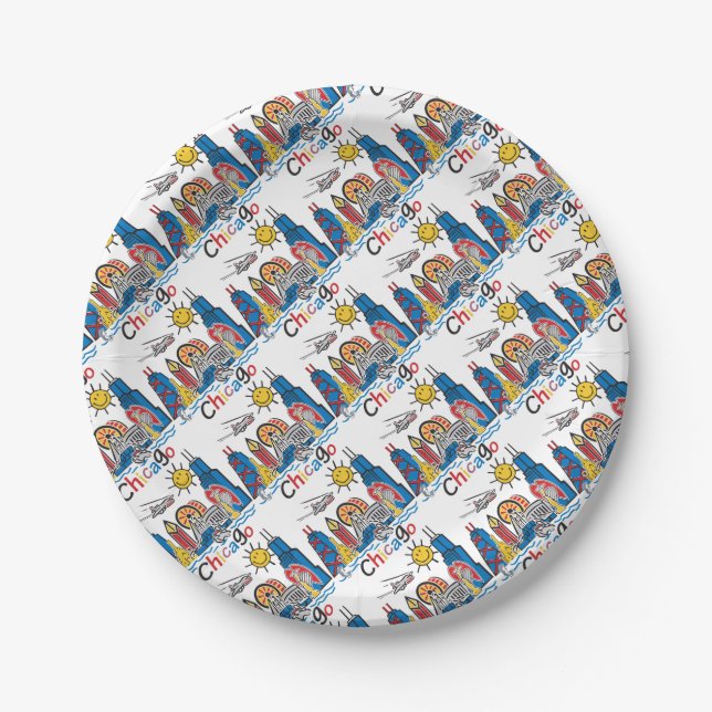 Chicago Kids Skyline Paper Plate (Front)