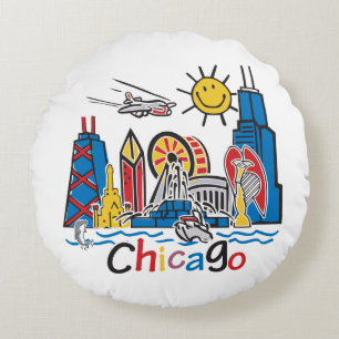 Chicago Kids Skyline Round Cushion