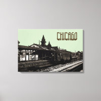 Chicago L 1950 Watercolor Sepia Photograph Subway