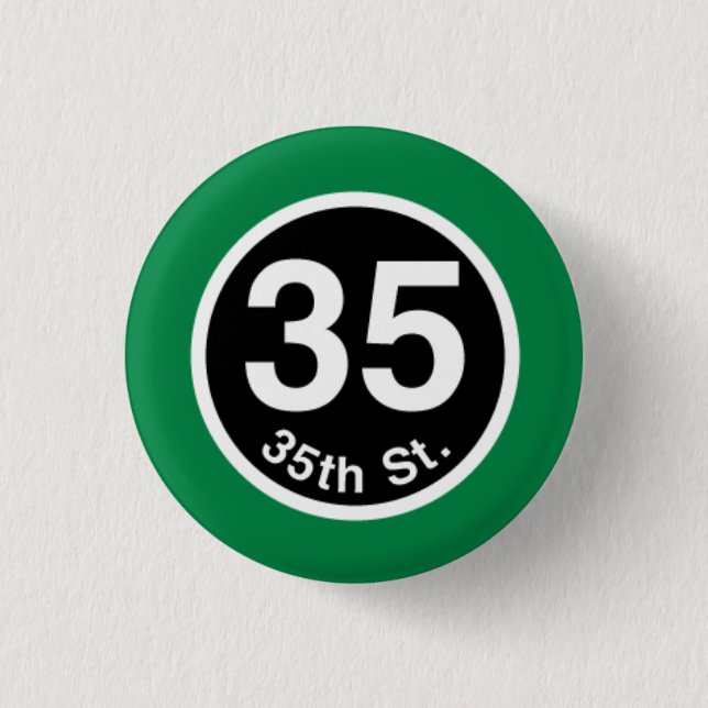 Chicago L 35th St. Green Line 3 Cm Round Badge (Front)