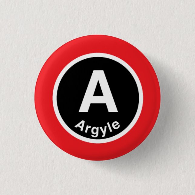 Chicago L Argyle Red Line 3 Cm Round Badge (Front)