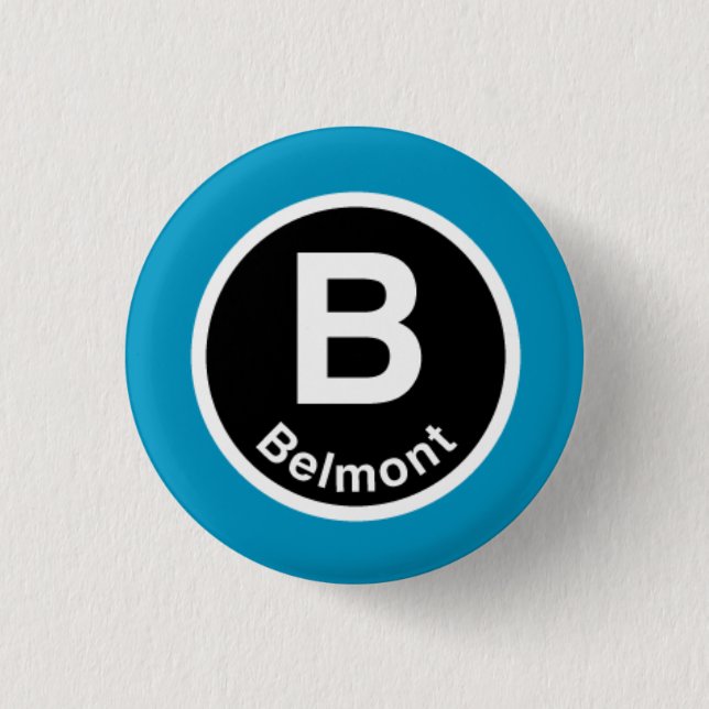 Chicago L Belmont Blue Line 3 Cm Round Badge (Front)