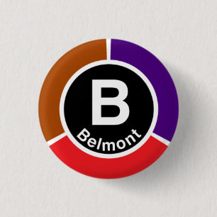 Chicago L Belmont Red/Brown/Purple Line 3 Cm Round Badge