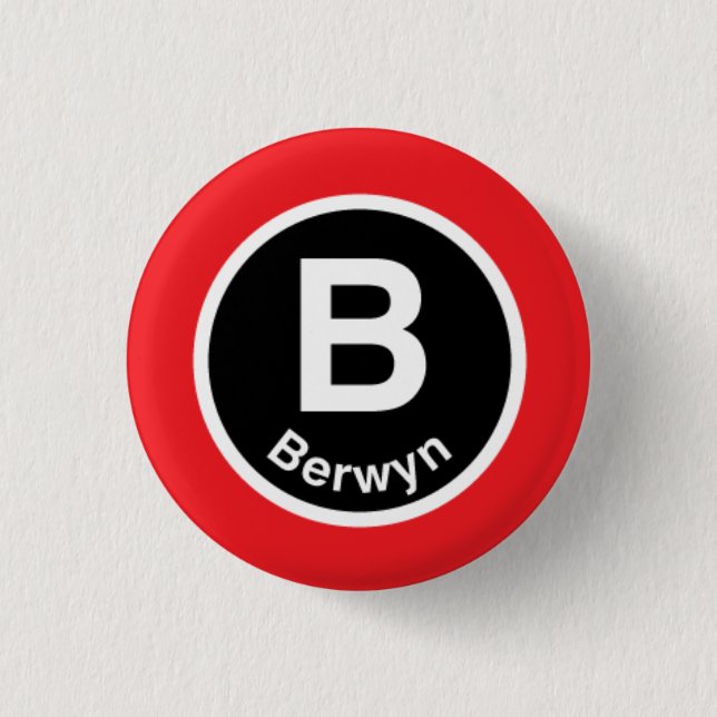 Chicago L Berwyn Red Line 3 Cm Round Badge (Front)