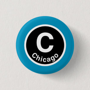Chicago L Chicago Blue Line 3 Cm Round Badge