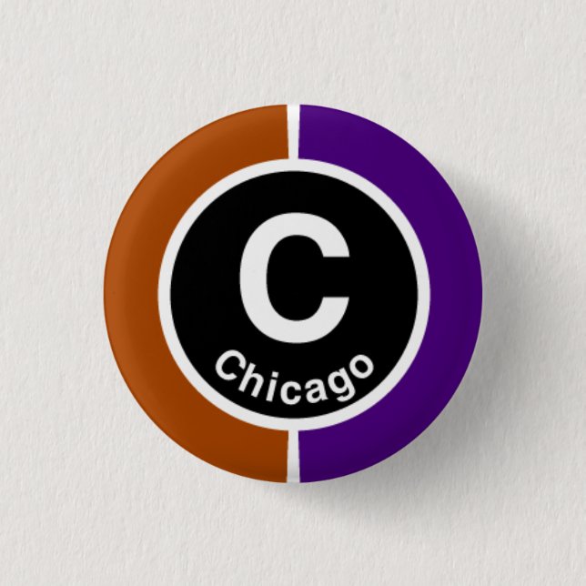 Chicago L Chicago Brown/Purple Line 3 Cm Round Badge (Front)
