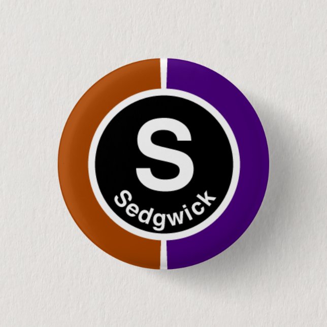 Chicago L Sedgwick Brown/Purple Line 3 Cm Round Badge (Front)