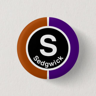 Chicago L Sedgwick Brown/Purple Line 3 Cm Round Badge