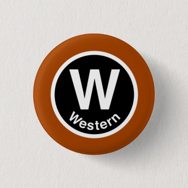 Chicago L Western Brown Line 3 Cm Round Badge (Front)