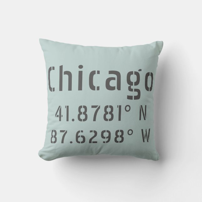 Chicago Latitude and Longitude Cushion (Front)