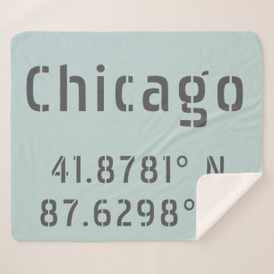 Chicago Latitude and Longitude Sherpa Blanket