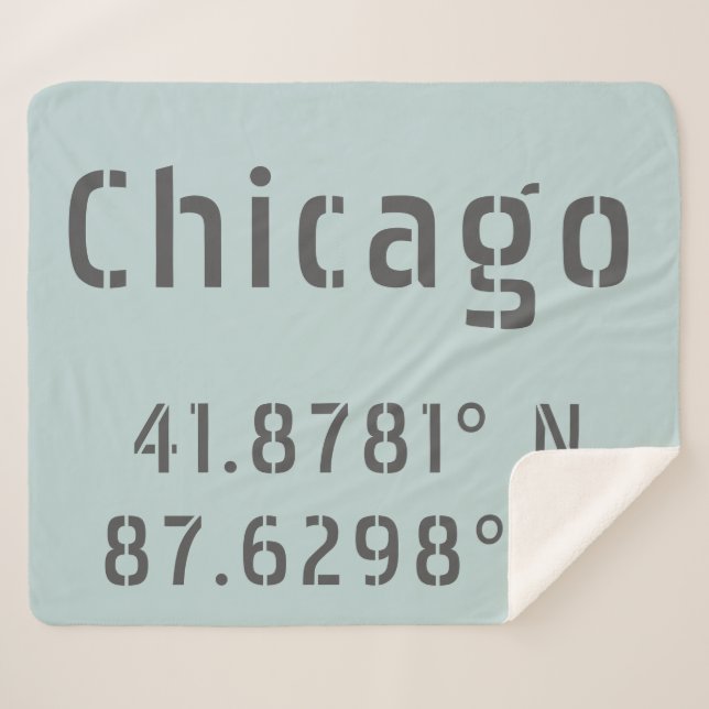 Chicago Latitude and Longitude Sherpa Blanket (Front (Horizontal))