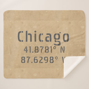 Chicago Latitude Longitude II Sherpa Blanket
