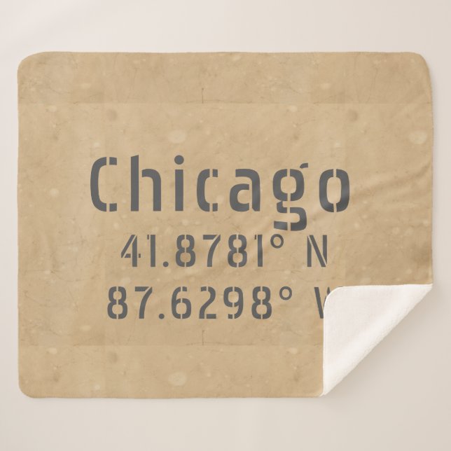 Chicago Latitude Longitude II Sherpa Blanket (Front (Horizontal))