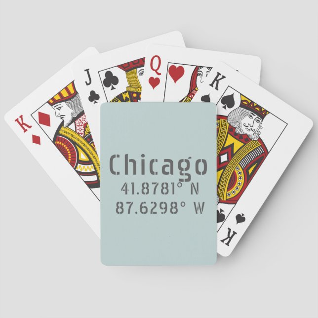 Chicago Latitude Longitude Playing Cards (Back)