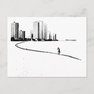 Chicago Lovers Vintage Postcard