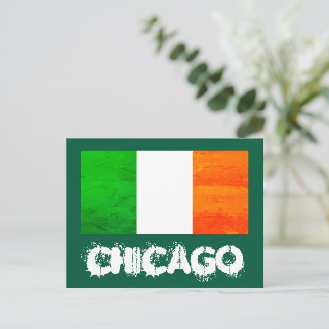Chicago Luck & Pride - Irish with Ireland Flag Postcard (Standing Front)