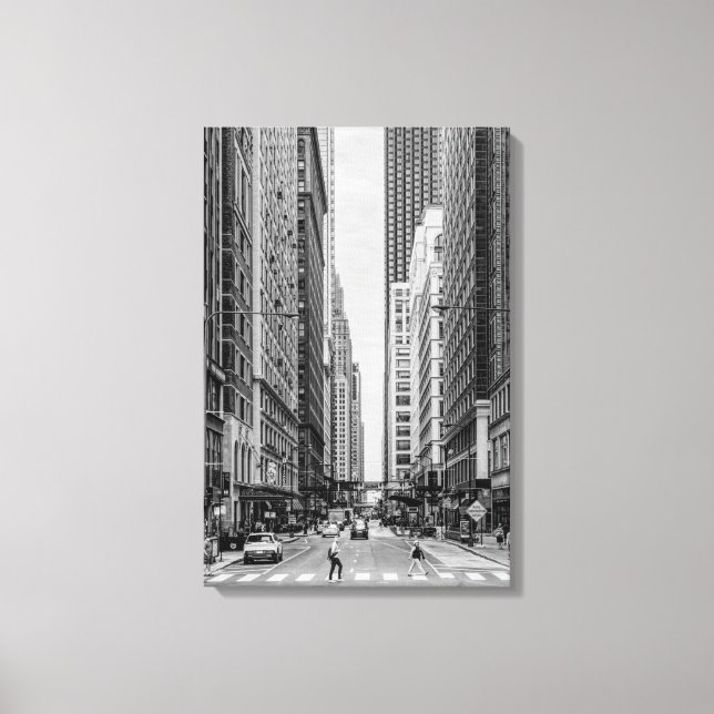Chicago Madison Street Grayscale Canvas Print (Front)