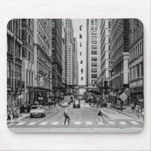 Chicago Madison Street Grayscale Mouse Pad