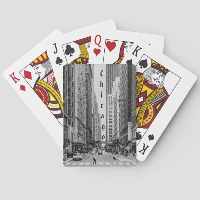 Chicago Madison Street Grayscale Playing Cards (Back)