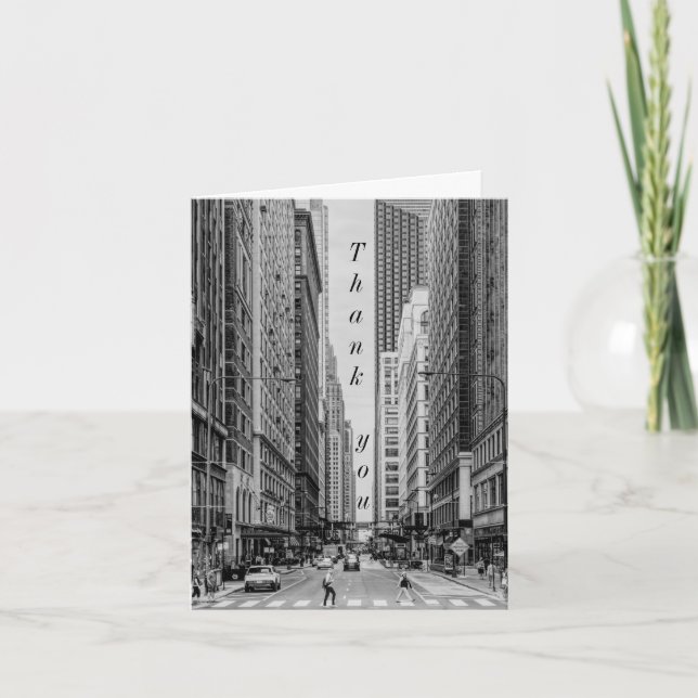 Chicago Madison Street Grayscale Thank You Card (Front)
