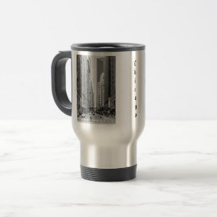 Chicago Madison Street Grayscale Travel Mug