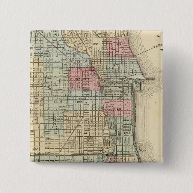 Chicago Map by Mitchell 15 Cm Square Badge (Front)