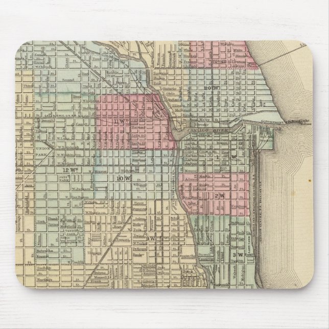 Chicago Map by Mitchell Mouse Mat (Front)