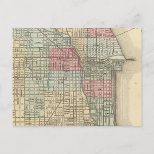 Chicago Map by Mitchell Postcard