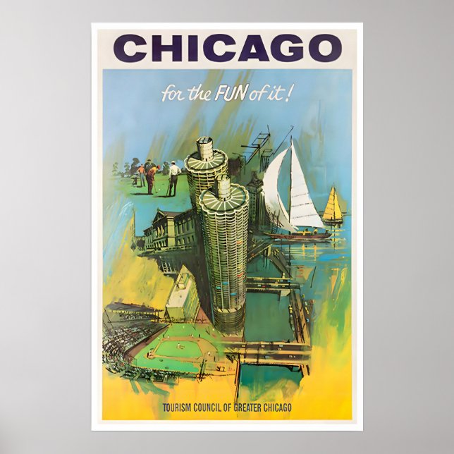Chicago Map Travel Poster Illinois Art Print (Front)
