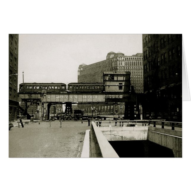 CHICAGO MERCHANDISE MART TROLLEY TRAIN WATERCOLOR (Front Horizontal)