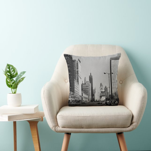 Chicago Michigan Avenue 1964 Vintage Photograph  Cushion (Chair)