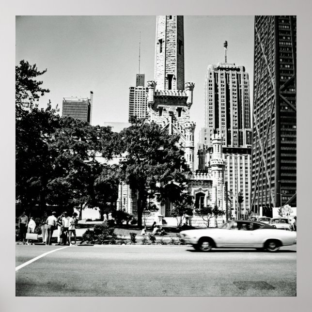 Chicago Michigan Avenue 1971 Vintage Photograph Poster (Front)