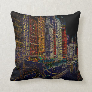 Chicago Michigan Avenue Art Institute Lions Neon Cushion