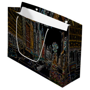 Chicago Michigan Avenue Art Institute Lions Neon Large Gift Bag