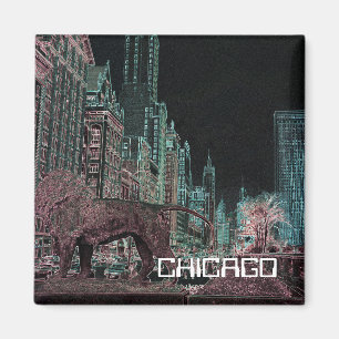 CHICAGO MICHIGAN AVENUE @ ART MUSEUM 1967 NEON MAGNET